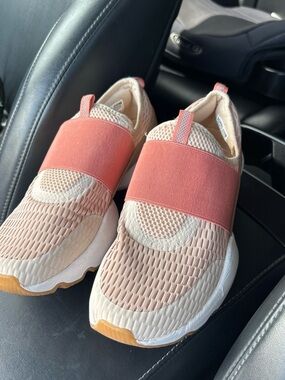 Chunky Sole Sneakers in White and coral
